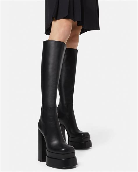 knee high boots versace|Versace knee high boots.